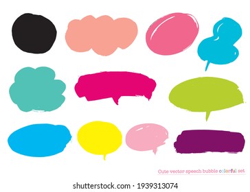 Cute vector speech bubble colorful set,Hand drawn set of speech bubbles with handwritten