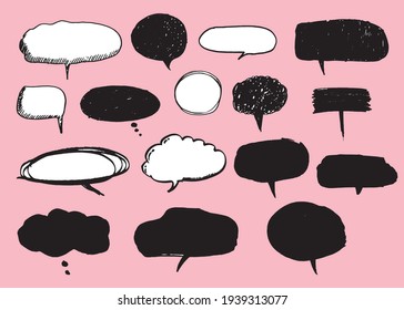 Conjunto de colores de burbujas de voz de vector lindo,Conjunto de burbujas de voz dibujado a mano con escritura manual