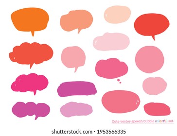 Conjunto de colores de burbujas de voz de vector lindo,Conjunto de burbujas de voz dibujado a mano con escritura manual