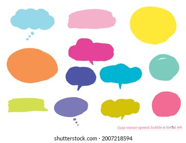 Cute vector speech bubble colorful set,Hand drawn set of speech bubbles with handwritten