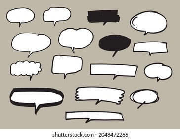 Cute vector speech bubble colorful set,Hand drawn set of speech bubbles with handwritten for book ,card, business, poster design. Vector illustration design for fashion fabrics, textile graphics