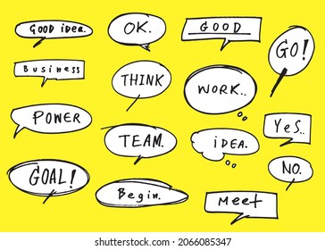 Cute vector speech bubble colorful set,Hand drawn set of speech bubbles with handwritten for book ,card, business, poster design. Vector illustration design for fashion fabrics, textile graphics