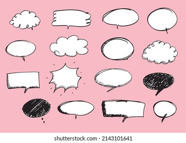 Cute Vektorgrafik-Bubble bunter Set,Handgezeichnet Reihe von Sprachblasen mit handgeschriebenen für Buch, Karte, Business, Poster Design. Vektorgrafik-Design für Modestoffe, Stoffgrafik