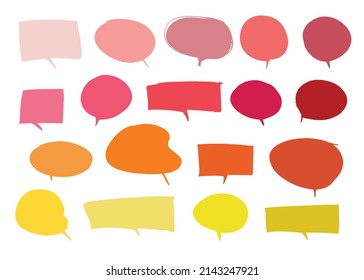 Cute vector speech bubble colorful set,Hand drawn set of speech bubbles with handwritten for book ,card, business, poster design. Vector illustration design for fashion fabrics, textile graphics