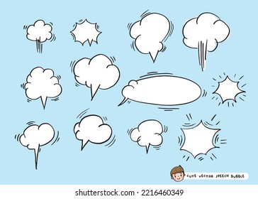 Cute vector speech bubble colorful set,Hand drawn set of speech bubbles with handwritten for book ,card, business, poster design. Vector illustration design for fashion fabrics, textile graphics