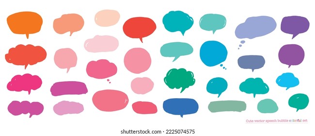 Cute vector speech bubble colorful set,Hand drawn set of speech bubbles with handwritten for book ,card, business, poster design. Vector illustration design for fashion fabrics, textile graphics