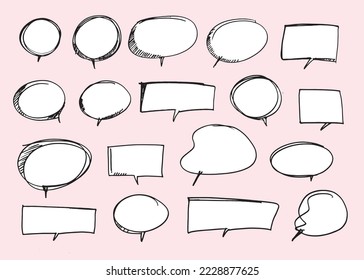 Cute vector speech bubble colorful set,Hand drawn set of speech bubbles with handwritten for book ,card, business, poster design. Vector illustration design for fashion fabrics, textile graphics
