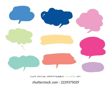 Conjunto de colores de burbujas de habla portadora de vector lindo,Conjunto de burbujas de voz dibujado a mano con diseño de carteles, libros, tarjetas, negocios. Diseño de ilustraciones vectoriales para telas de moda, gráficos textiles