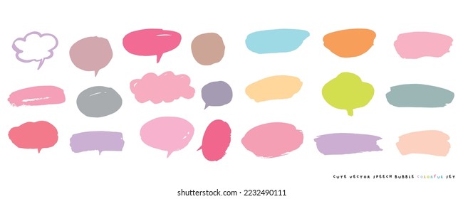 Cute vector speech bubble colorful set,Hand drawn set of speech bubbles with handwritten for book ,card, business, poster design. Vector illustration design for fashion fabrics, textile graphics