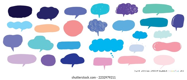 Cute vector speech bubble colorful set,Hand drawn set of speech bubbles with handwritten for book ,card, business, poster design. Vector illustration design for fashion fabrics, textile graphics