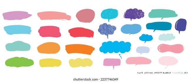 Cute vector speech bubble colorful set,Hand drawn set of speech bubbles with handwritten for book ,card, business, poster design. Vector illustration design for fashion fabrics, textile graphics