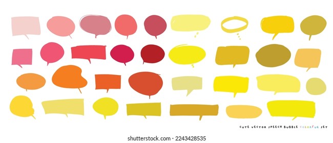 Cute vector speech bubble colorful set,Hand drawn set of speech bubbles with handwritten for book ,card, business, poster design. Vector illustration design for fashion fabrics, textile graphics