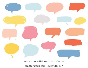 Cute vector speech bubble colorful set,Hand drawn set of speech bubbles with handwritten for book ,card, business, poster design. Vector illustration design for fashion fabrics, textile graphics
