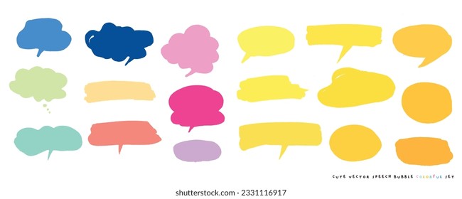 Conjunto de colores de burbujas de habla portadora de vector lindo,Conjunto de burbujas de voz dibujado a mano con diseño de carteles, libros, tarjetas, negocios. Diseño de ilustraciones vectoriales para telas de moda, gráficos textiles