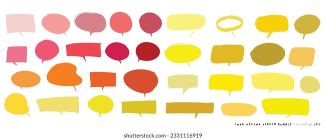 Cute vector speech bubble colorful set,Hand drawn set of speech bubbles with handwritten for book ,card, business, poster design. Vector illustration design for fashion fabrics, textile graphics