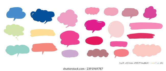 Cute vector speech bubble colorful set,Hand drawn set of speech bubbles with handwritten for book ,card, business, poster design. Vector illustration design for fashion fabrics, textile graphics