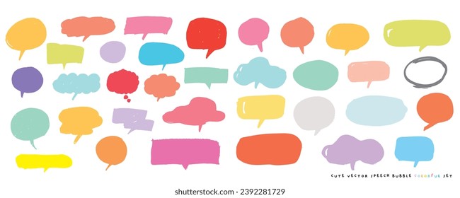 Cute vector speech bubble colorful set,Hand drawn set of speech bubbles with handwritten for book ,card, business, poster design. Vector illustration design for fashion fabrics, textile graphics