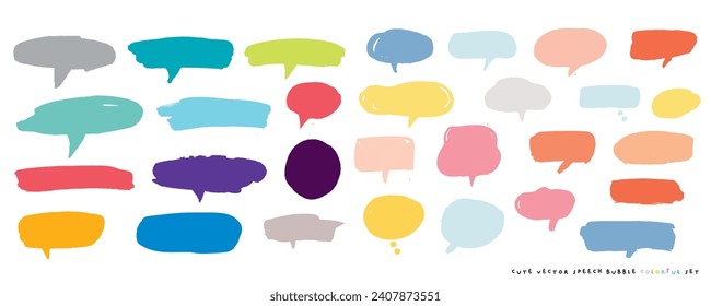 Cute vector speech bubble colorful set,Hand drawn set of speech bubbles with handwritten for book ,card, business, poster design. Vector illustration design for fashion fabrics, textile graphics