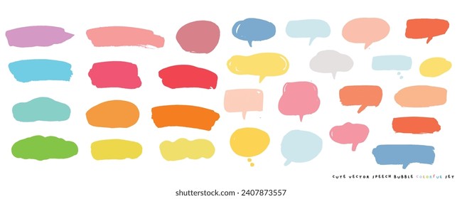 Cute vector speech bubble colorful set,Hand drawn set of speech bubbles with handwritten for book ,card, business, poster design. Vector illustration design for fashion fabrics, textile graphics