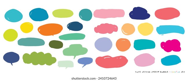 Cute vector speech bubble colorful set,Hand drawn set of speech bubbles with handwritten for book ,card, business, poster design. Vector illustration design for fashion fabrics, textile graphics