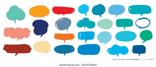 Cute vector speech bubble colorful set,Hand drawn set of speech bubbles with handwritten for book ,card, business, poster design. Vector illustration design for fashion fabrics, textile graphics