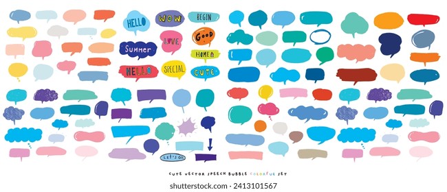 Cute Vektorgrafik-Bubble bunter Set,Handgezeichnet Reihe von Sprachblasen mit handgeschriebenen für Buch, Karte, Business, Poster Design. Vektorgrafik-Design für Modestoffe, Stoffgrafik