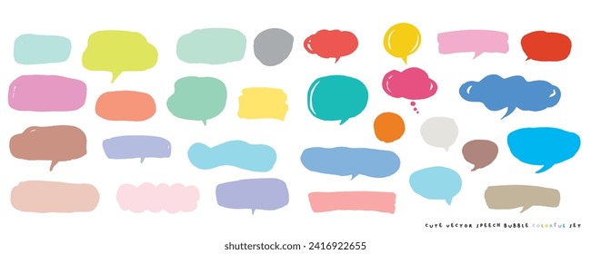 Cute vector speech bubble colorful set,Hand drawn set of speech bubbles with handwritten for book ,card, business, poster design. Vector illustration design for fashion fabrics, textile graphics