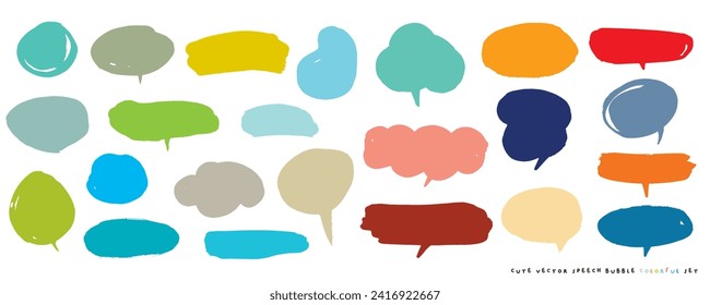 Cute vector speech bubble colorful set,Hand drawn set of speech bubbles with handwritten for book ,card, business, poster design. Vector illustration design for fashion fabrics, textile graphics