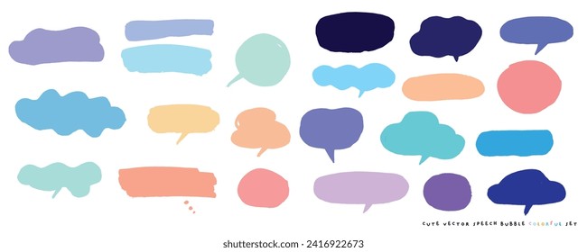 Cute vector speech bubble colorful set,Hand drawn set of speech bubbles with handwritten for book ,card, business, poster design. Vector illustration design for fashion fabrics, textile graphics