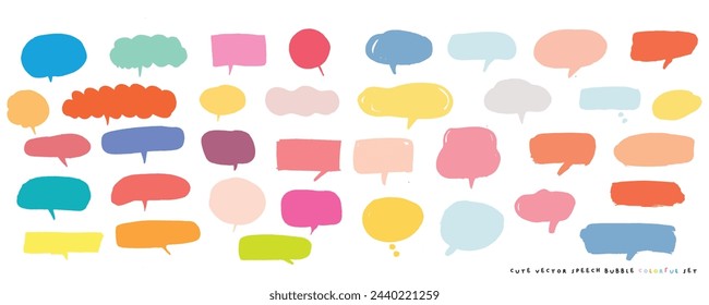 Cute vector speech bubble colorful set,Hand drawn set of speech bubbles with handwritten for book ,card, business, poster design. Vector illustration design for fashion fabrics, textile graphics