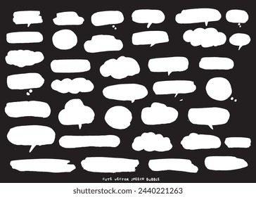 Lindo conjunto de burbujas de discurso vectorial colorido, conjunto dibujado a mano de burbujas de discurso con escritura a mano para el libro, tarjeta, negocio, diseño de póster. Diseño de ilustración vectorial para telas de moda, gráficos textiles
