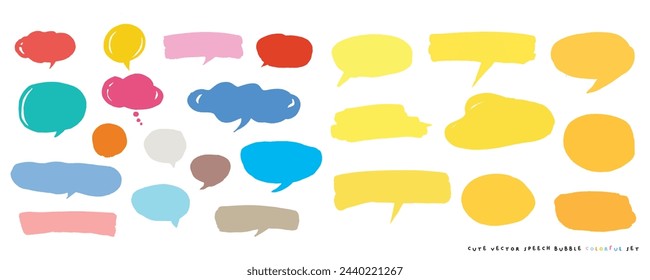 Cute vector speech bubble colorful set,Hand drawn set of speech bubbles with handwritten for book ,card, business, poster design. Vector illustration design for fashion fabrics, textile graphics