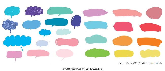 Nette Vektor-Sprechblase bunte Satz, Handgezeichnete Satz von Sprechblasen mit handgeschriebenem Buch, Karte, Geschäft, Poster-Design. Vektor-Illustrationsdesign für Modestoffe, Textilgrafiken