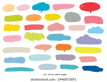 Cute vector speech bubble colorful set,Hand drawn set of speech bubbles with handwritten for book ,card, business, poster design. Vector illustration design for fashion fabrics, textile graphics