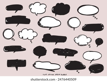 Cute vector speech bubble colorful set,Hand drawn set of speech bubbles with handwritten for book ,card, business, poster design. Vector illustration design for fashion fabrics, textile graphics