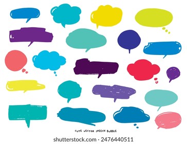 Cute vector speech bubble colorful set,Hand drawn set of speech bubbles with handwritten for book ,card, business, poster design. Vector illustration design for fashion fabrics, textile graphics