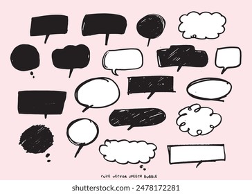 Cute vector speech bubble colorful set,Hand drawn set of speech bubbles with handwritten for book ,card, business, poster design. Vector illustration design for fashion fabrics, textile graphics