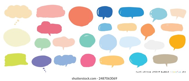 Cute vector speech bubble colorful set,Hand drawn set of speech bubbles with handwritten for book ,card, business, poster design. Vector illustration design for fashion fabrics, cute doodle