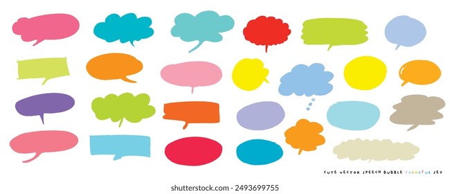 Cute vector speech bubble colorful set,Hand drawn set of speech bubbles with handwritten for book ,card, business, poster design. Vector illustration design for fashion fabrics,cute doodle