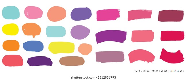 Conjunto colorido de la burbuja del discurso del Vector lindo, conjunto dibujado a mano de burbujas del discurso con el libro escrito a mano, tarjeta, negocio, diseño del cartel. Diseño de la Ilustración vectorial para las telas de la moda, garabato lindo