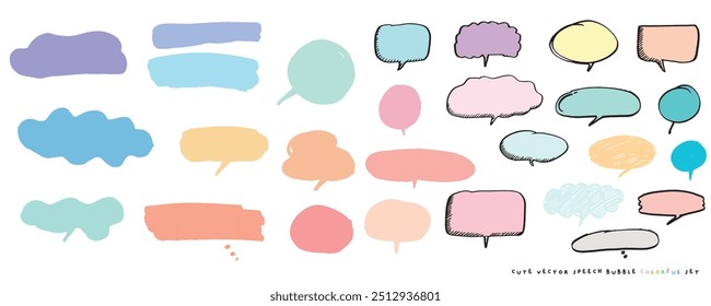 Cute vector speech bubble colorful set,Hand drawn set of speech bubbles with handwritten for book ,card, business, poster design. Vector illustration design for fashion fabrics,cute doodle