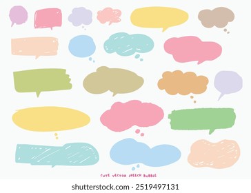 Cute vector speech bubble colorful set,Hand drawn set of speech bubbles with handwritten for book ,card, business, poster design. Vector illustration design for fashion fabrics,cute doodle