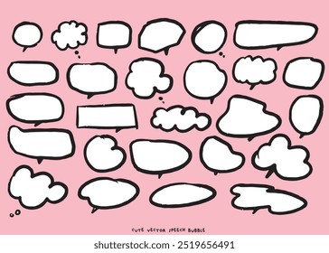 Cute vector speech bubble colorful set,Hand drawn set of speech bubbles with handwritten for book ,card, business, poster design. Vector illustration design for fashion fabrics,cute doodle