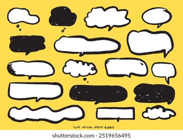 Niedliche Vektor-Sprechblase bunte Set, Handgezeichnete Satz von Sprechblasen mit handgeschriebenen für Buch, Karte, Geschäft, Poster-Design. Vektorgrafik-Design für Modestoffe, süßes Doodle