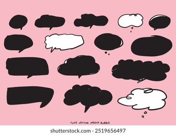 Cute vector speech bubble colorful set,Hand drawn set of speech bubbles with handwritten for book ,card, business, poster design. Vector illustration design for fashion fabrics,cute doodle