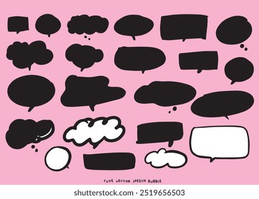 Cute vector speech bubble colorful set,Hand drawn set of speech bubbles with handwritten for book ,card, business, poster design. Vector illustration design for fashion fabrics,cute doodle