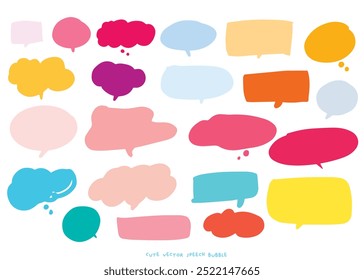 Cute vector speech bubble colorful set,Hand drawn set of speech bubbles with handwritten for book ,card, business, poster design. Vector illustration design for fashion fabrics,cute doodle