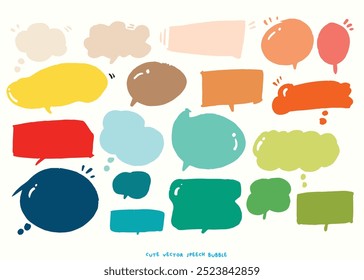 Cute vector speech bubble colorful set,Hand drawn set of speech bubbles with handwritten for book ,card, business, poster design. Vector illustration design for fashion fabrics,cute doodle