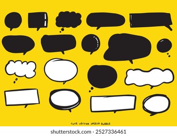 Conjunto colorido de la burbuja del discurso del Vector lindo, conjunto dibujado a mano de burbujas del discurso con el libro escrito a mano, tarjeta, negocio, diseño del cartel. Diseño de la Ilustración vectorial para las telas de la moda, garabato lindo