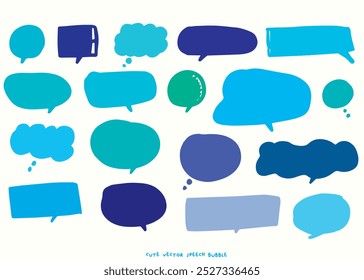 Conjunto colorido de la burbuja del discurso del Vector lindo, conjunto dibujado a mano de burbujas del discurso con el libro escrito a mano, tarjeta, negocio, diseño del cartel. Diseño de la Ilustración vectorial para las telas de la moda, garabato lindo